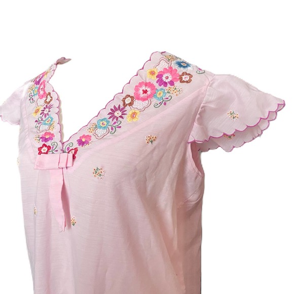 Vintage Lily Hand Embroidered Floral Shift Nightgown - Picture 5 of 5